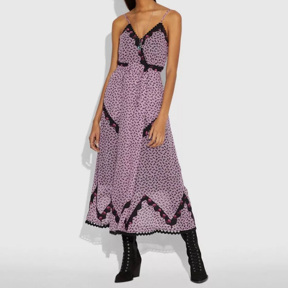Coach Floral Bud Print Slip Dress